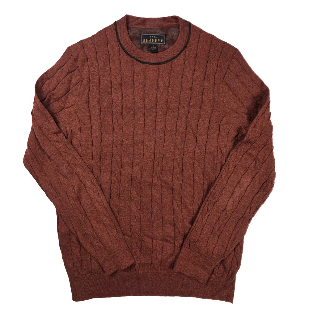 Jos A Bank Reserve Burnt Orange Pullover Knit Sweater Men's Size Small‎
